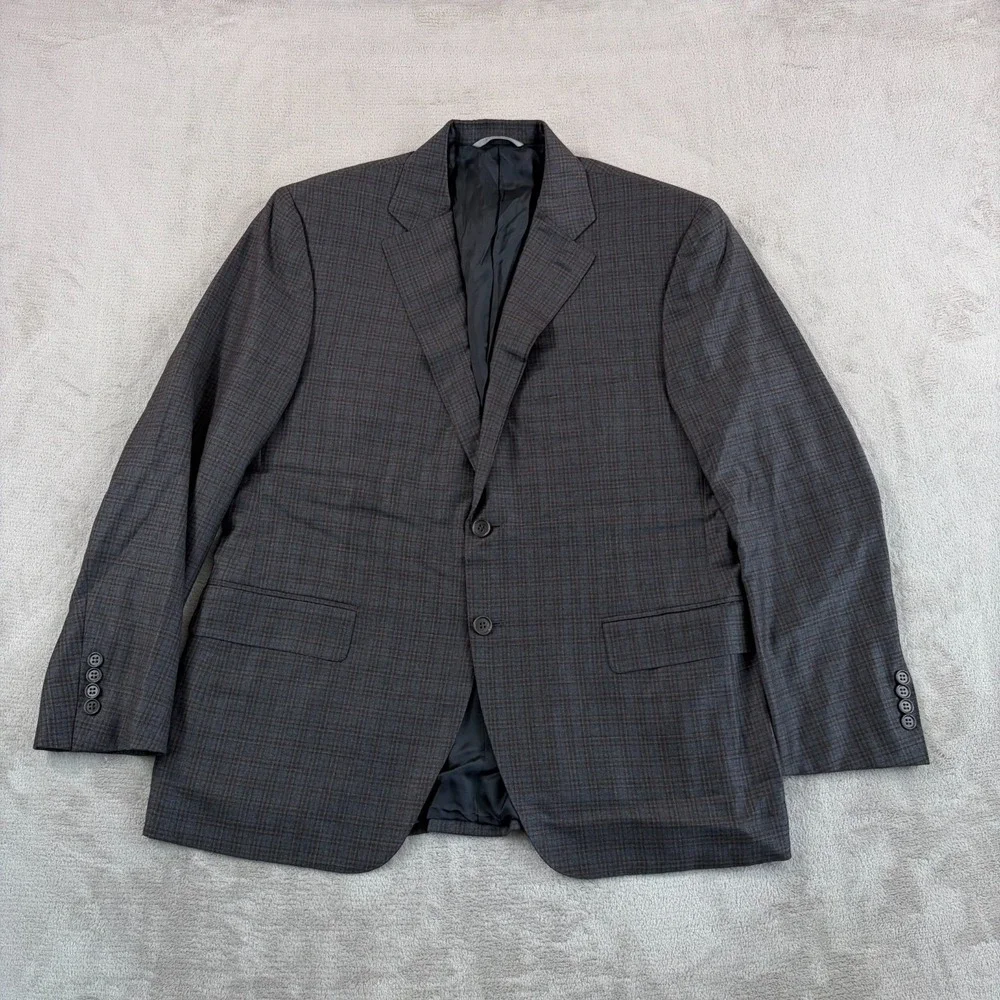 Canali 1934 Sports Coat Blazer Jacket 40 Grey Brown Plaid‎ 100% Wool Italy CEO